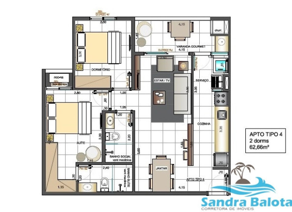 Imagem Apartamento com 2 Quartos à Venda, 63 m² em Toninhas - Ubatuba