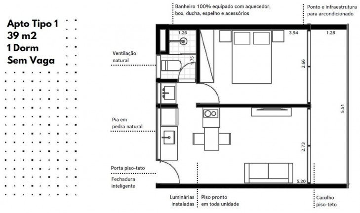 Apartamento com 1 Quarto à Venda, 39 m² em Brooklin Novo - São Paulo