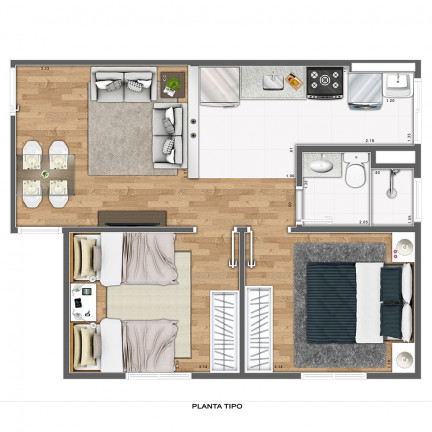 Imagem Apartamento com 2 Quartos à Venda, 51 m² em Jardim Roseira - Campinas