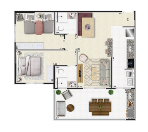 Imagem Apartamento com 2 Quartos à Venda, 79 m² em Oceanopolis - Mongagua