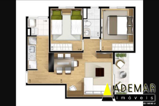 Imagem Apartamento com 2 Quartos à Venda, 50 m² em Vila Alzira - Santo André