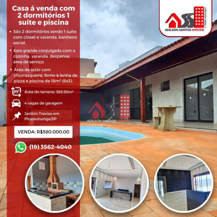 Imagem Casa com 2 Quartos à Venda, 366 m² em Jardim Treviso - Pirassununga