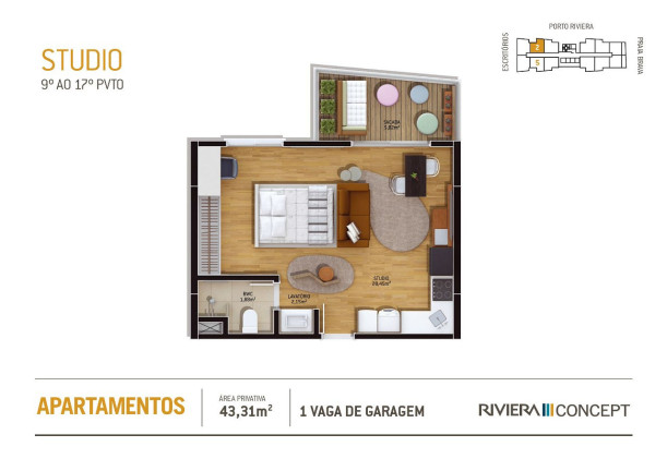 Imagem Apartamento com 1 Quarto à Venda, 42 m² em Praia Brava - Itajaí