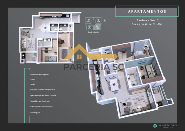 Imagem Apartamento com 2 Quartos à Venda, 75 m² em Kobrasol - São José