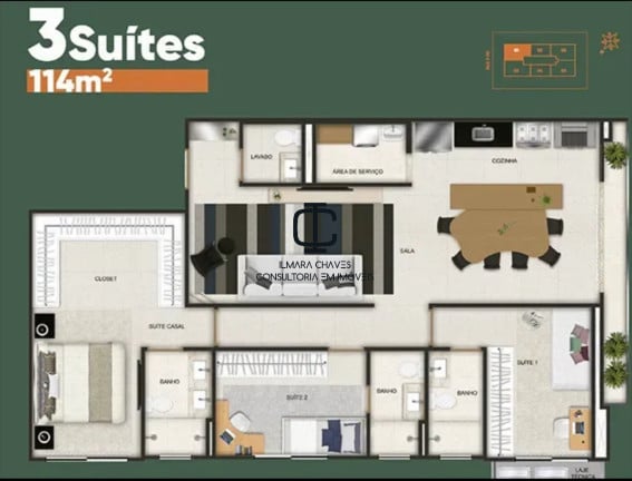 Imagem Apartamento com 3 Quartos à Venda, 114 m² em Setor Bueno - Goiânia