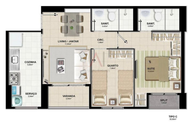 Apartamento com 2 Quartos à Venda, 52 m² em Cabula - Salvador