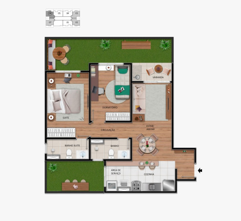 Imagem Apartamento com 2 Quartos à Venda, 55 m² em Centro - Hortolândia