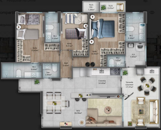 Imagem Apartamento com 3 Quartos à Venda, 126 m² em Forte - Praia Grande