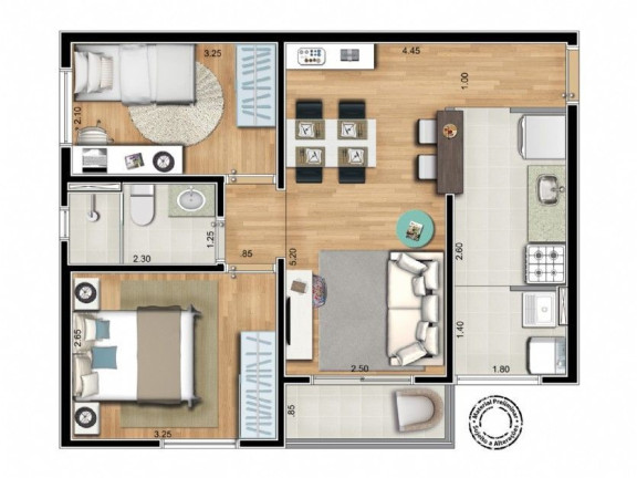 Apartamento com 2 Quartos à Venda, 48 m² em Parque Das Nações - Santo André