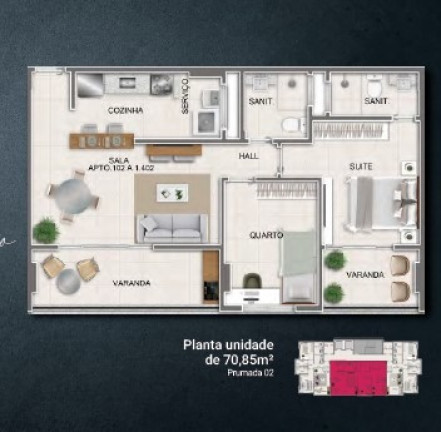 Apartamento com 2 Quartos à Venda, 57 m² em Costa Azul - Salvador