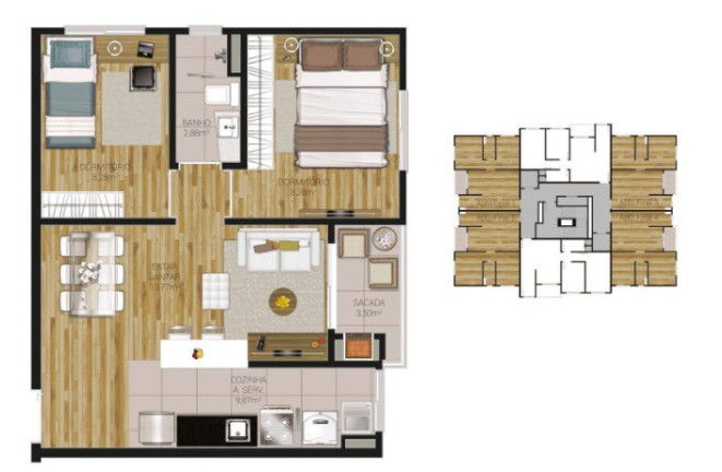 Imagem Apartamento com 2 Quartos à Venda, 55 m² em São Leopoldo - Caxias Do Sul