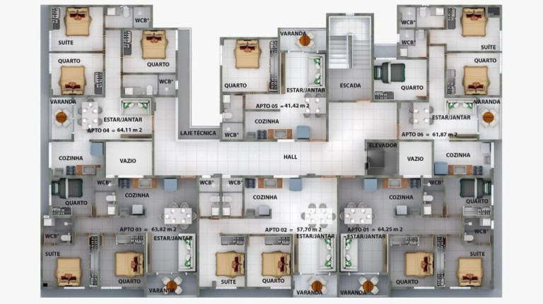 Apartamento com 3 Quartos à Venda, 61 m² em Poço - Cabedelo