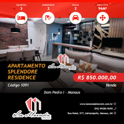 Imagem Apartamento com 3 Quartos à Venda, 96 m² em Dom Pedro I - Manaus