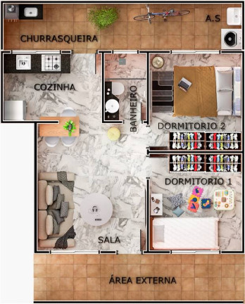 Imagem Casa de Condomínio com 2 Quartos à Venda, 48 m² em Caiçara - Praia Grande