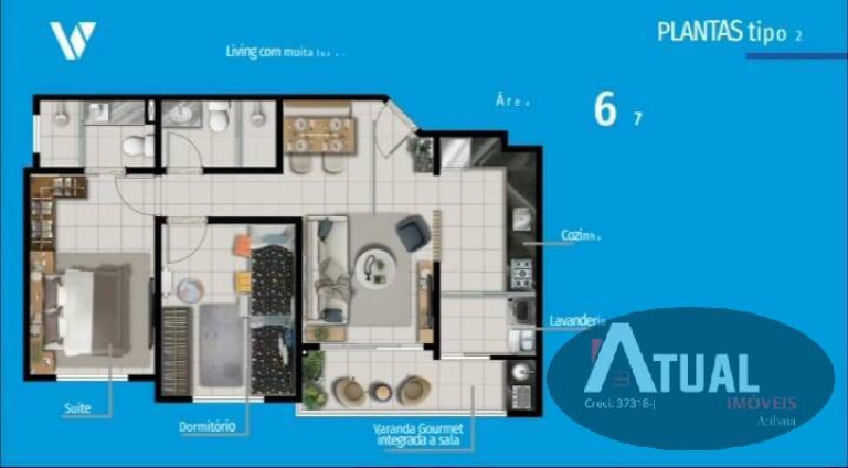 Apartamento com 2 Quartos à Venda, 62 m² em Alvinópolis - Atibaia