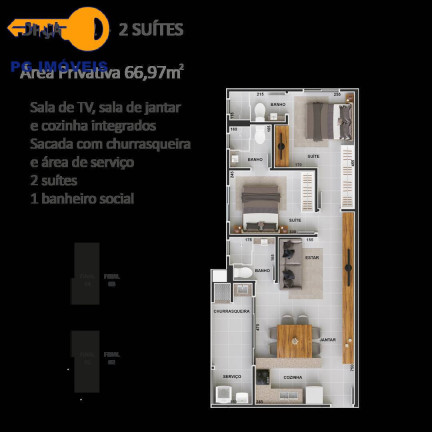 Imagem Apartamento com 2 Quartos à Venda, 67 m² em Caioba - Matinhos