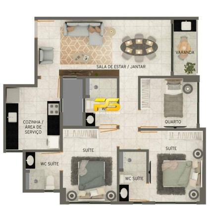 Apartamento com 2 Quartos à Venda, 53 m² em Intermares - Cabedelo