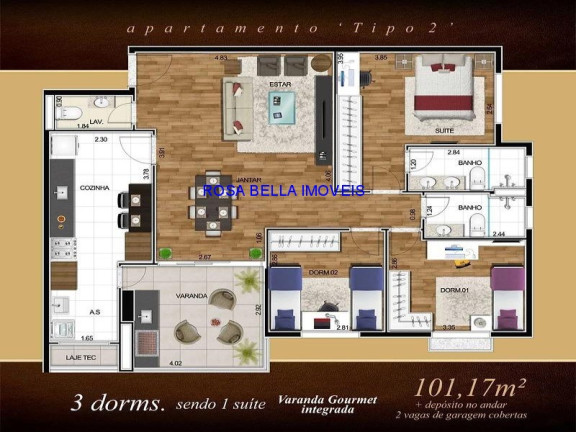 Imagem Apartamento com 3 Quartos à Venda, 102 m² em Vila Sfeir - Indaiatuba