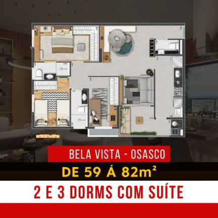 Imagem Apartamento com 2 Quartos à Venda, 59 m² em Vila Osasco - Osasco