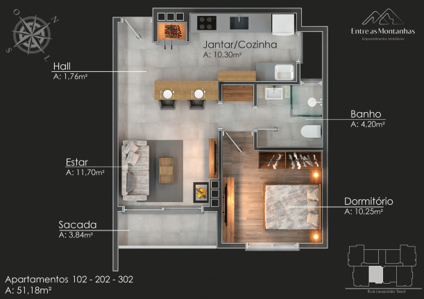 Imagem Apartamento com 1 Quarto à Venda, 51 m² em Várzea Grande - Gramado