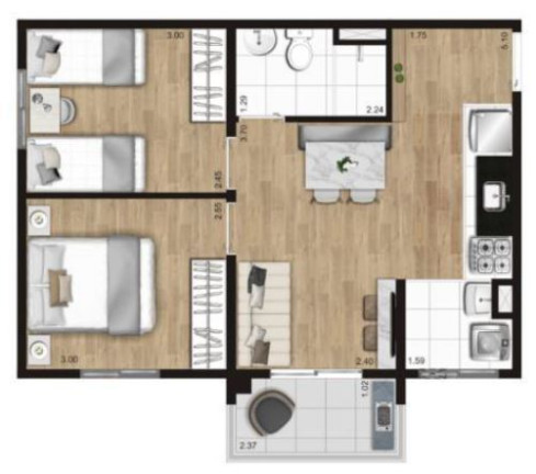Imagem Apartamento com 2 Quartos à Venda, 44 m² em Taboão - São Bernardo Do Campo