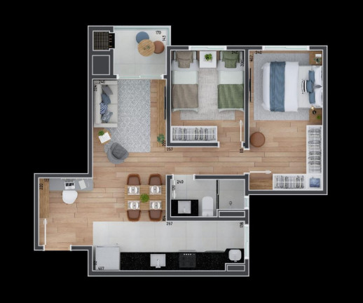 Imagem Apartamento com 2 Quartos à Venda, 55 m² em Aristocrata - São José Dos Pinhais