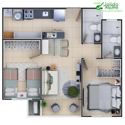Apartamento com 2 Quartos à Venda, 45 m² em Messejana - Fortaleza