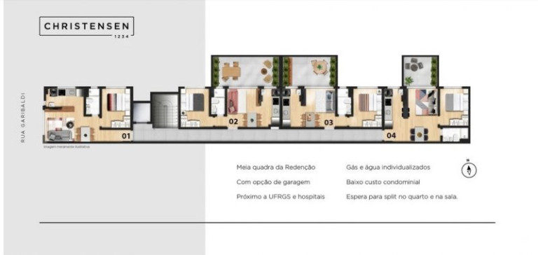 Imagem Apartamento com 1 Quarto à Venda, 38 m² em Bom Fim - Porto Alegre