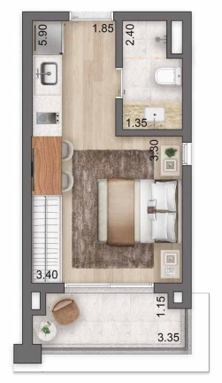 Imagem Apartamento com 1 Quarto à Venda, 42 m² em Moema - São Paulo