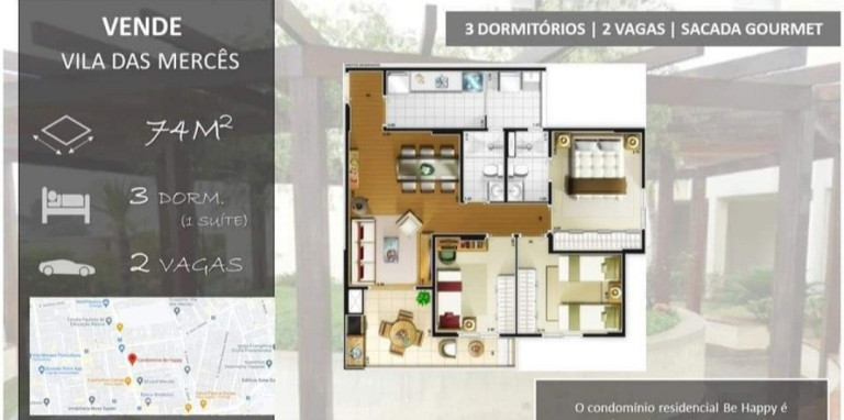 Imagem Apartamento com 3 Quartos à Venda, 74 m² em Vila Das Mercês - São Paulo