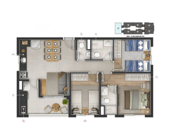 Foto do imóvel: Apartamento com 3 Quartos à Venda, 66 m² em Jaguaribe - Osasco
