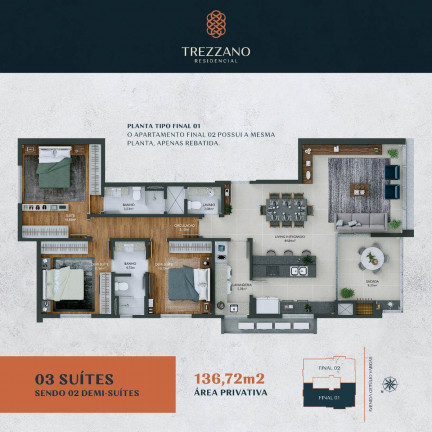 Imagem Apartamento com 3 Quartos à Venda, 136 m² em Centro - Criciúma