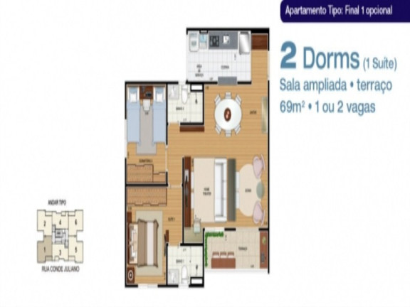 Apartamento com 2 Quartos à Venda, 54 m² em Vila Pires - Santo Andre