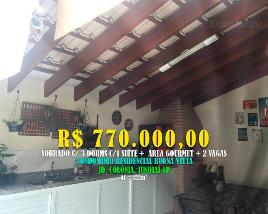Imagem Casa de Condomínio com 3 Quartos à Venda, 122 m² em Jardim Colônia - Jundiaí