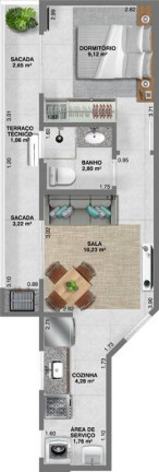 Imagem Apartamento com 1 Quarto à Venda, 40 m² em Guilhermina - Praia Grande