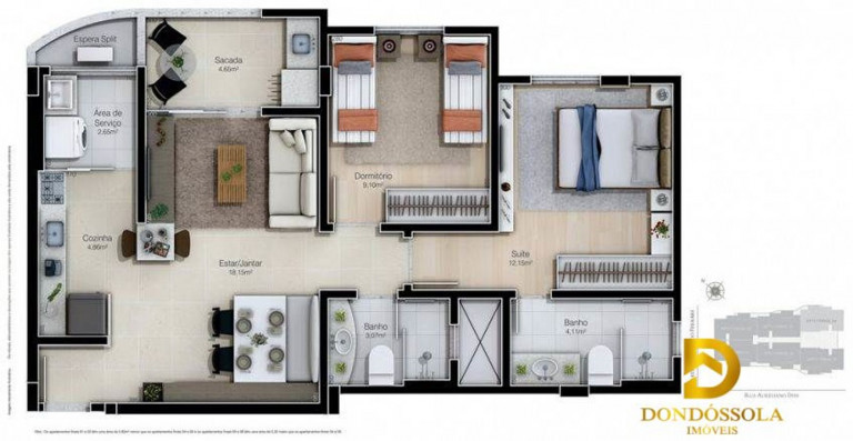 Imagem Apartamento com 2 Quartos à Venda, 68 m² em São Cristóvão - Criciúma