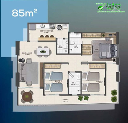 Imagem Apartamento com 3 Quartos à Venda, 85 m² em Parquelândia - Fortaleza