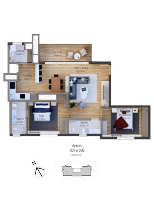 Imagem Apartamento com 1 Quarto à Venda, 57 m² em Moura - Gramado