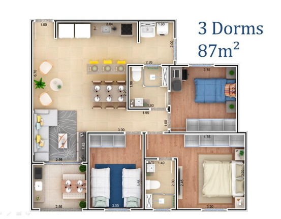 Imagem Apartamento com 2 Quartos à Venda, 61 m² em Vila Nova - Itu