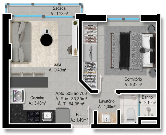 Apartamento com 1 Quarto à Venda, 81 m² em Farroupilha - Porto Alegre