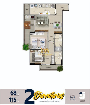 Imagem Apartamento com 2 Quartos à Venda, 68 m² em Aviação - Praia Grande