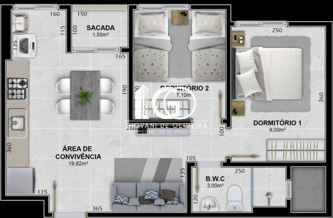 Imagem Apartamento com 2 Quartos à Venda, 45 m² em Ceará - Criciúma