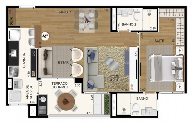 Imagem Apartamento com 2 Quartos à Venda, 61 m² em Silveira - Santo André