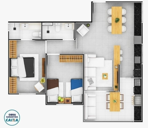 Imagem Apartamento com 2 Quartos à Venda, 66 m² em Prainha - Caraguatatuba