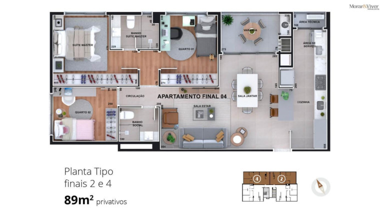 Apartamento com 3 Quartos à Venda, 89 m² em Bacacheri - Curitiba