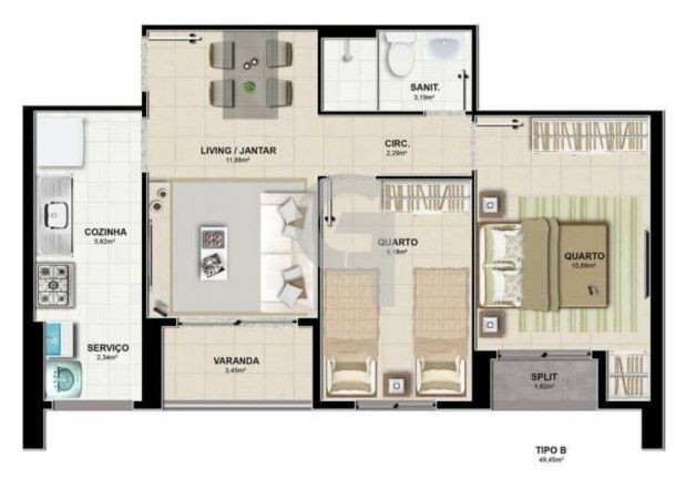 Apartamento com 2 Quartos à Venda, 49 m² em Cabula - Salvador