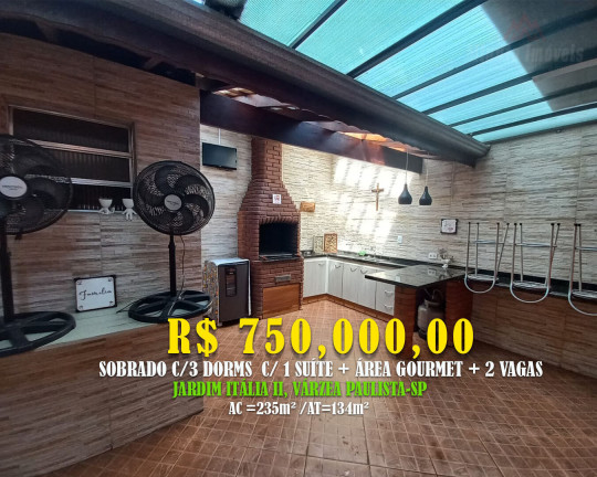Imagem Sobrado com 3 Quartos à Venda, 235 m² em Jardim Itália - Várzea Paulista