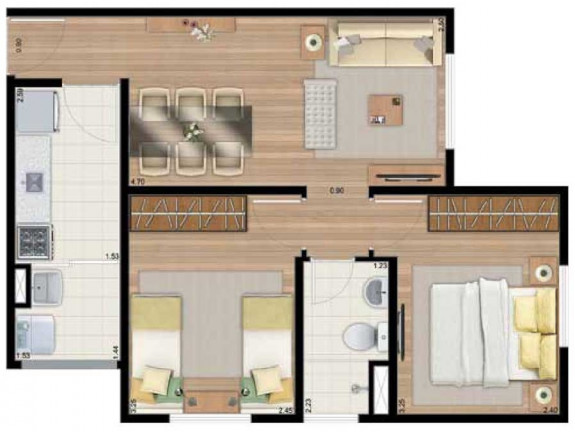 Imagem Apartamento com 2 Quartos à Venda, 45 m² em Jardim São Luiz - Jandira