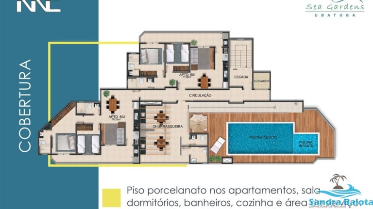 Apartamento com 2 Quartos à Venda, 73 m² em Tenório - Ubatuba