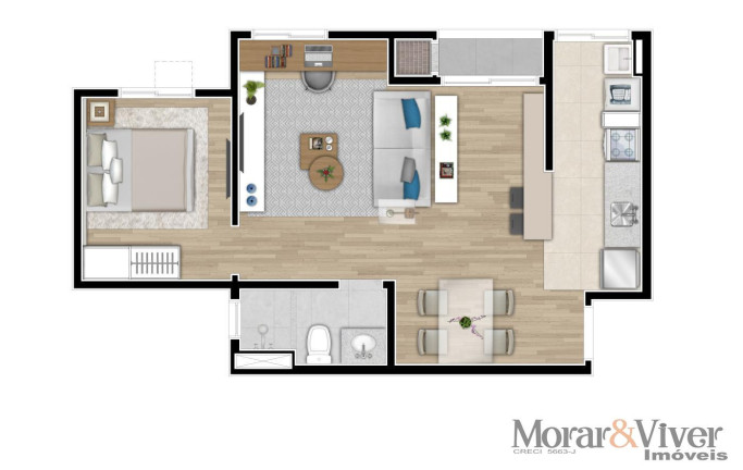 Imagem Apartamento com 2 Quartos à Venda, 44 m² em Campo Comprido - Curitiba